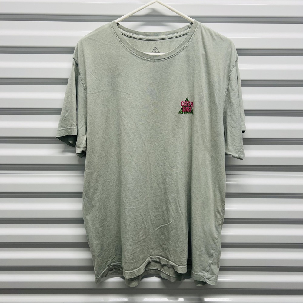 Catch Surfboard Co T-Shirt XL Mens Sage Green Neon Pink Graphic Premium Cotton